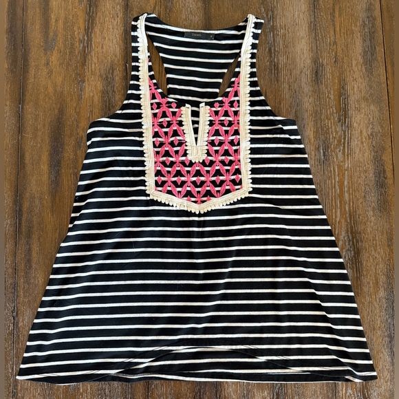 THML Tops - THML Women’s Embroidered and Striped Sleeveless Tank Top Size M